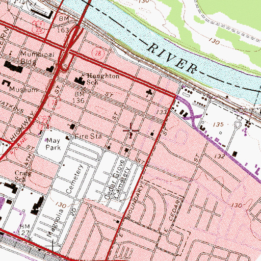 Topographic Map of Young Zion Baptist Church, GA