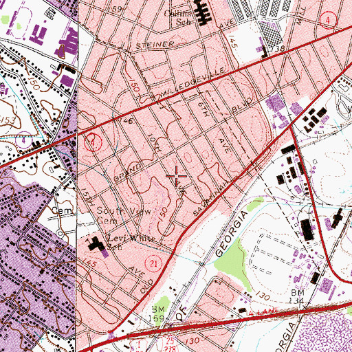 Topographic Map of Ross Grove Baptist Church, GA