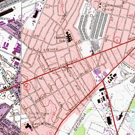 Topographic Map of Mize Methodist Episcopal Church (historical), GA