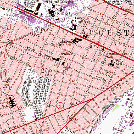 Topographic Map of Mount Calvary Baptist Church, GA
