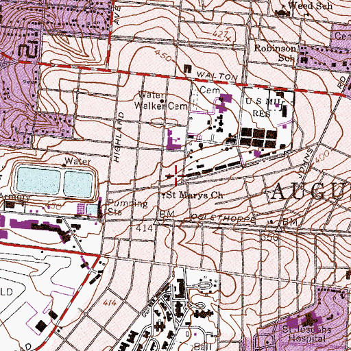 Topographic Map of Trinity on the Hill United Methodist Church, GA