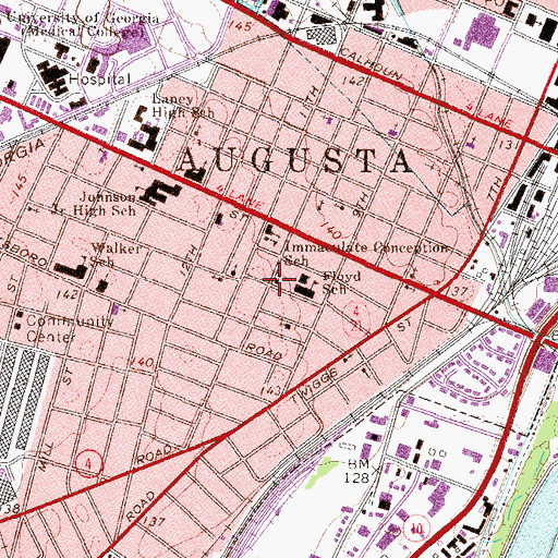 Topographic Map of Crawford Baptist Church, GA