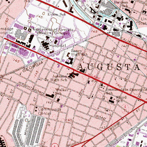 Topographic Map of A R Johnson Junior High School, GA