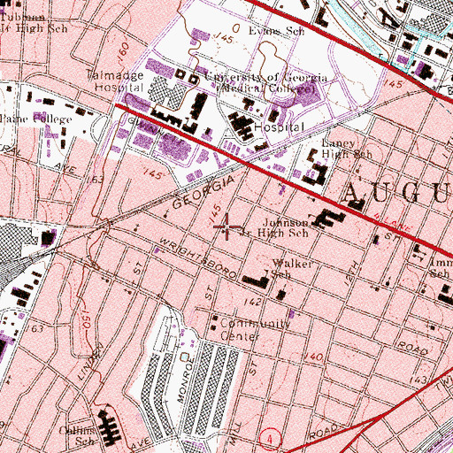 Topographic Map of Antioch Baptist Church, GA