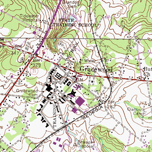 Topographic Map of Gracewood Elementary School, GA