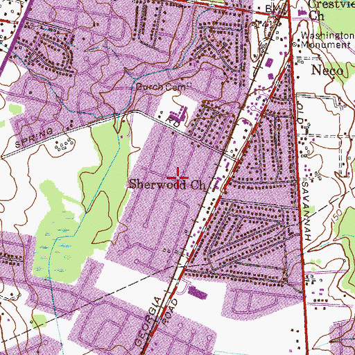 Topographic Map of Windsor Springs Estates, GA