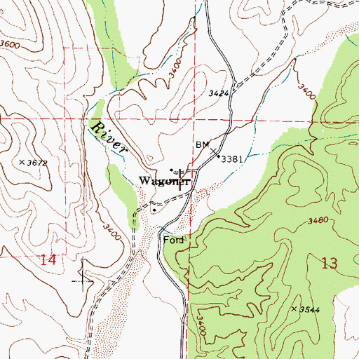 Topographic Map of Wagoner, AZ