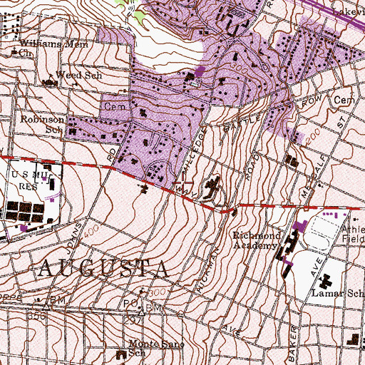 Topographic Map of Broad Oaks School (historical), GA