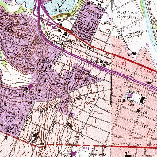 Topographic Map of Hillside Park, GA