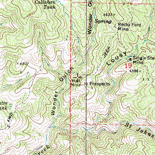 Topographic Map of Waif Mine, AZ