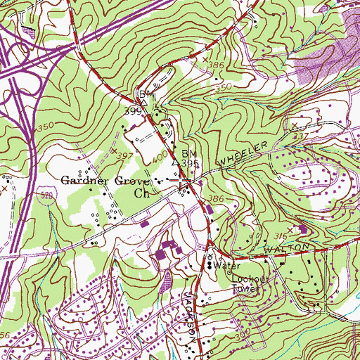 Topographic Map of Waltons Corner Shopping Center, GA