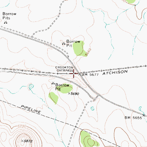 Topographic Map of Crookton Overpass, AZ