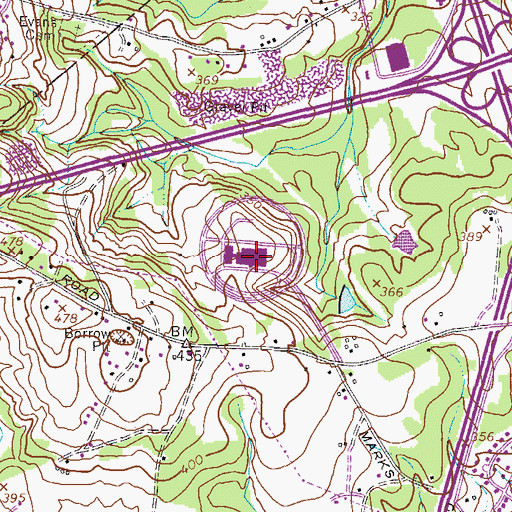 Topographic Map of Doctors Hospital of Augusta, GA