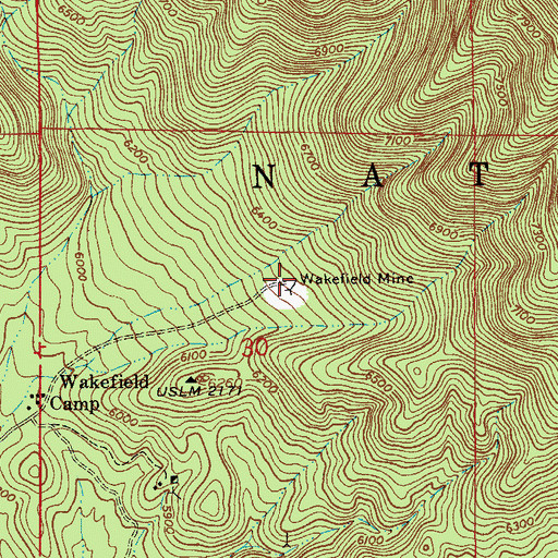 Topographic Map of Wakefield Mine, AZ