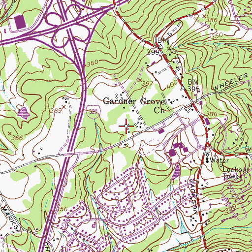 Topographic Map of Westwood, GA