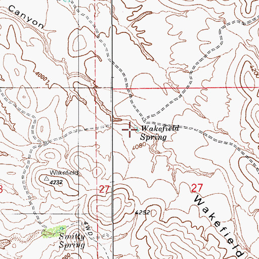 Topographic Map of Wakefield Spring, AZ