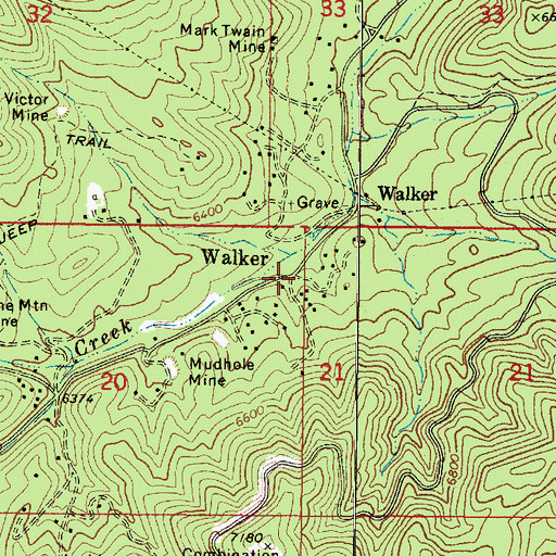 Topographic Map of Walker, AZ