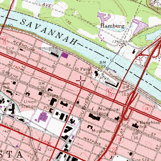 Topographic Map of Shops of Port Royal Shopping Center, GA