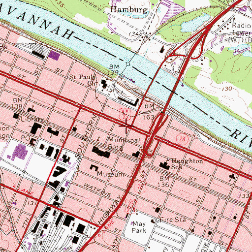 Topographic Map of Olde Town Plaza Shopping Center, GA