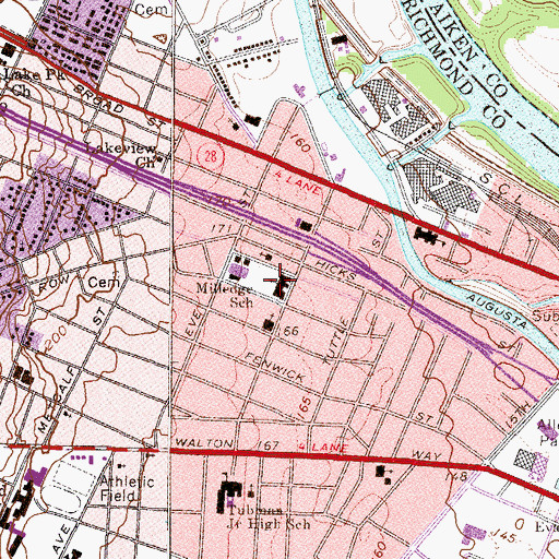 Topographic Map of Crawford Baptist Church, GA