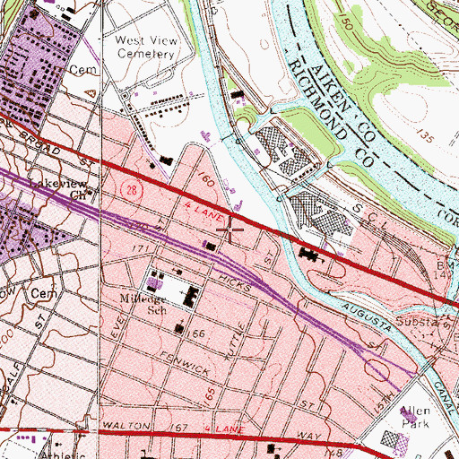 Topographic Map of Central Christian Church, GA