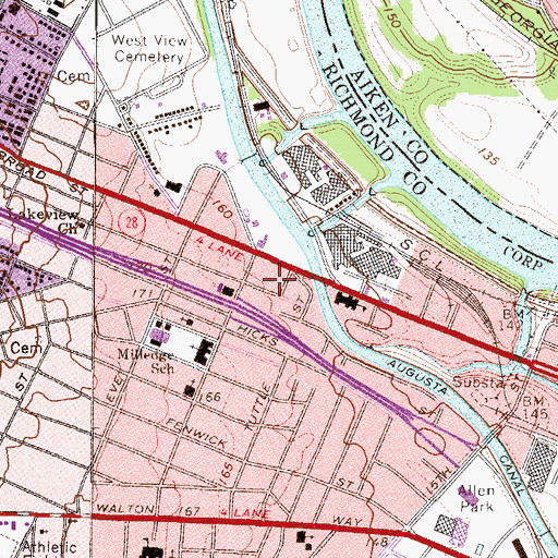 Topographic Map of Hosannah Baptist Church, GA