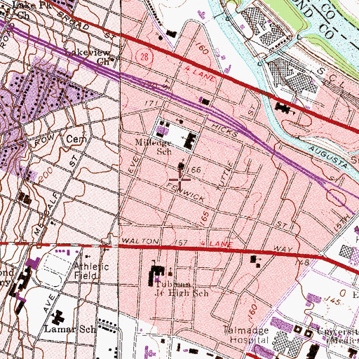 Topographic Map of Harrisburg-West End Historic District, GA