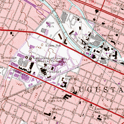 Topographic Map of University Hospital, GA