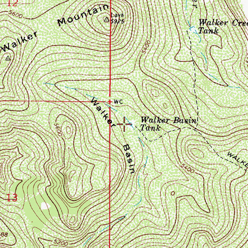 Topographic Map of Walker Basin Tank, AZ