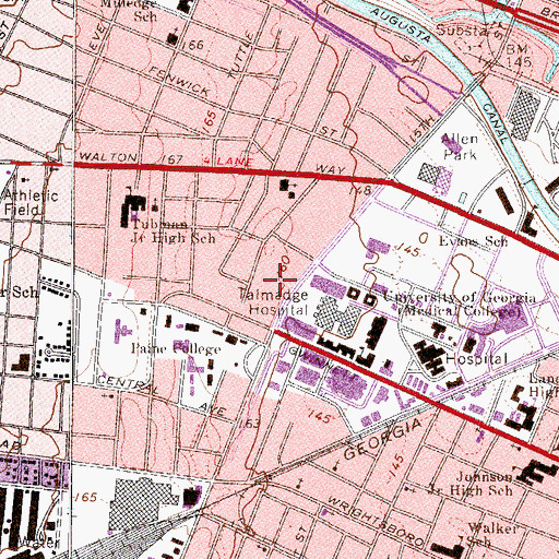 Topographic Map of Woodlawn Grammar School (historical), GA