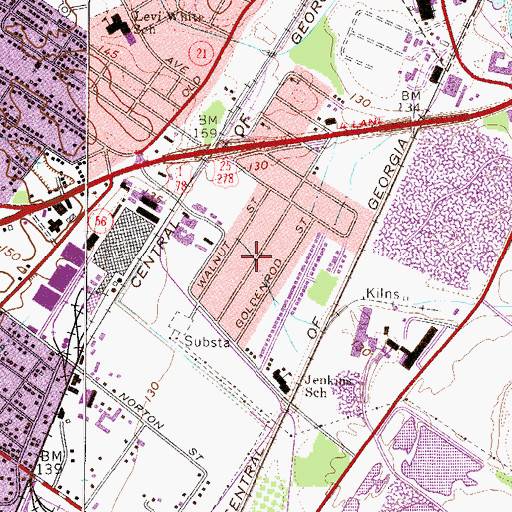 Topographic Map of Aragon Park, GA