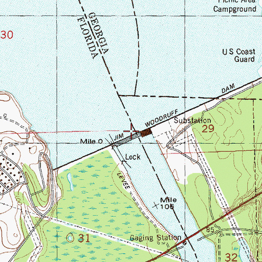 Topographic Map of Flint River, GA