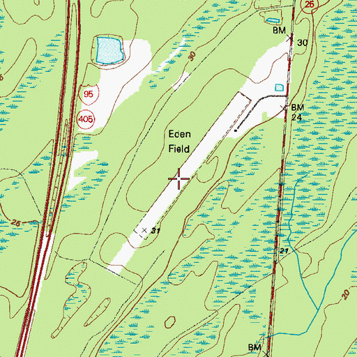 Topographic Map of Eden Field Airport (historical), GA