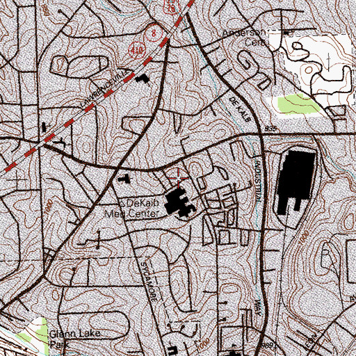Topographic Map of DeKalb General Hospital Heliport, GA
