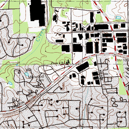 Topographic Map of Zion Baptist Church, GA
