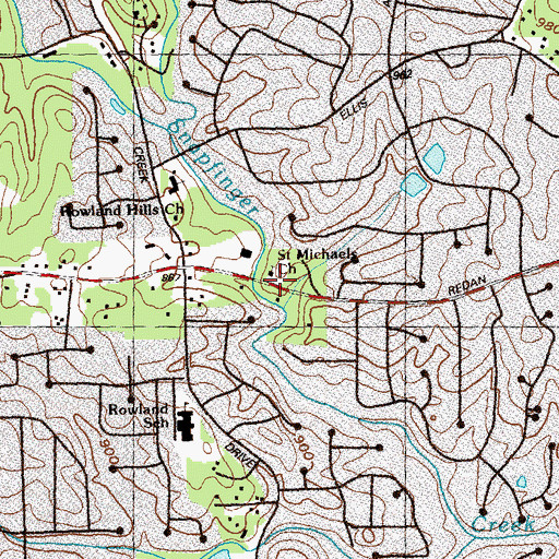 Topographic Map of Saint Michaels Church, GA