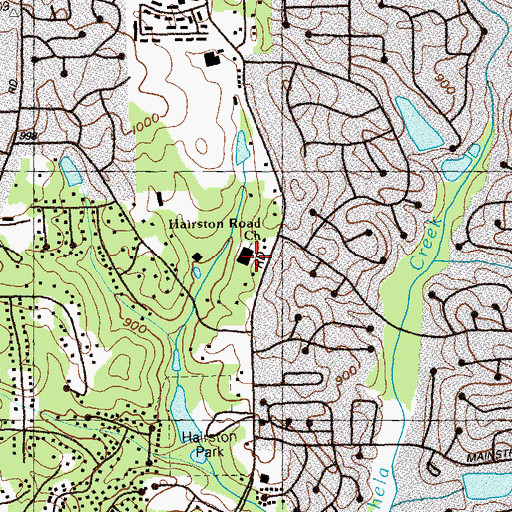 Topographic Map of Hairston Road Church, GA