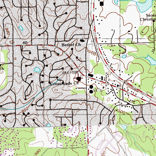 Topographic Map of Crossroads Church, GA