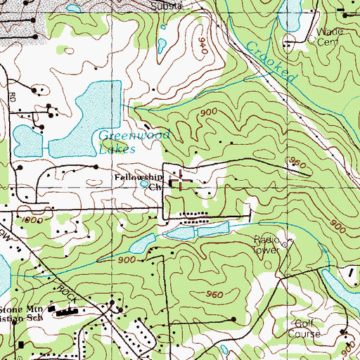 Topographic Map of Fellowship Church, GA