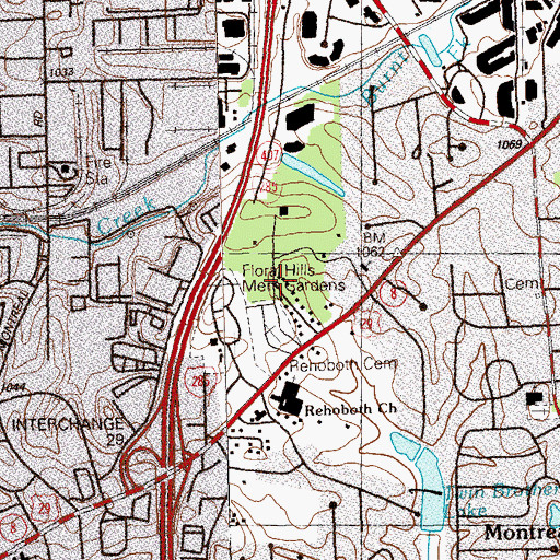 Topographic Map of Floral Hills Memorial Garden, GA