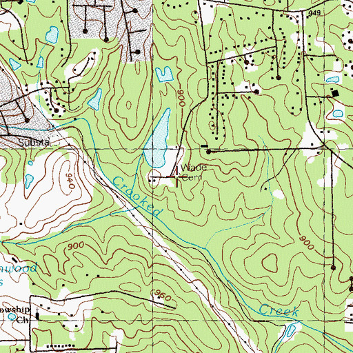 Topographic Map of Wade Cemetery, GA