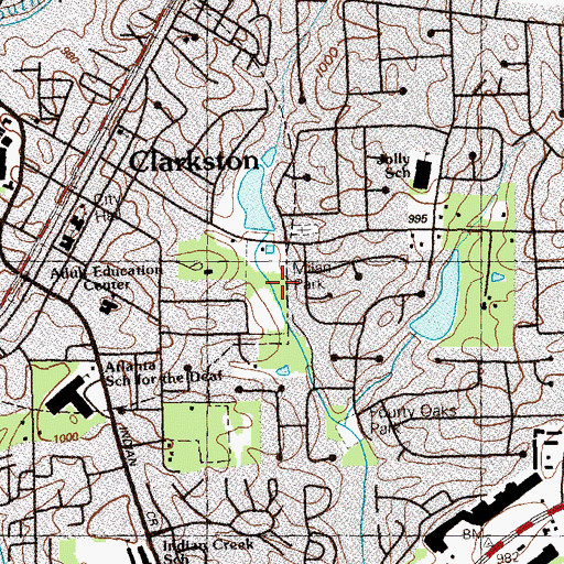 Topographic Map of Milan Park, GA