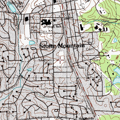 Topographic Map of Randolph Medlock Park, GA