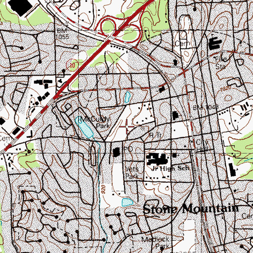 Topographic Map of McCurdy Park, GA