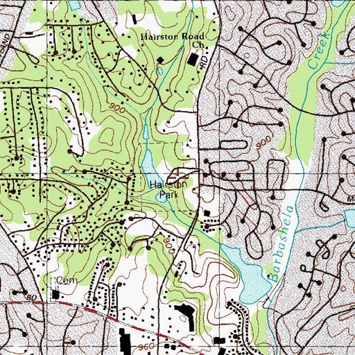 Topographic Map of Hairston Park, GA