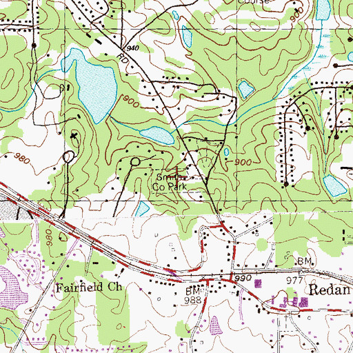 Topographic Map of Emmie Smith County Park, GA