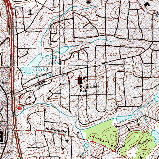 Topographic Map of Evansdale Elementary School, GA