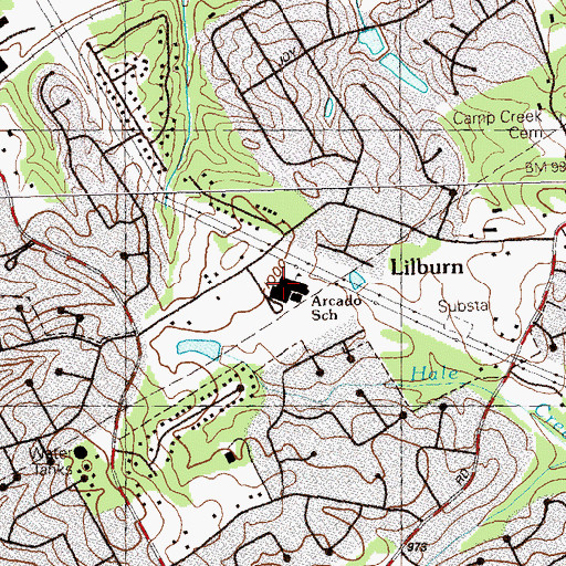 Topographic Map of Arcado Elementary School, GA