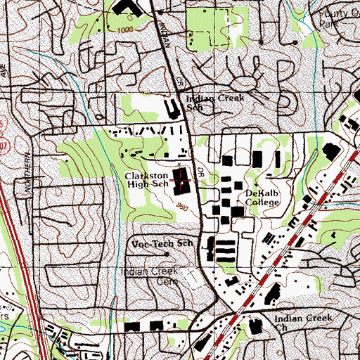Topographic Map of Clarkston High School, GA