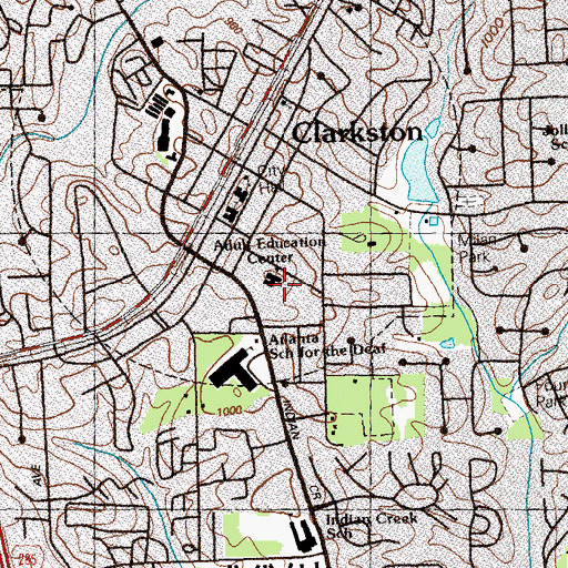 Topographic Map of Adult Education Center, GA